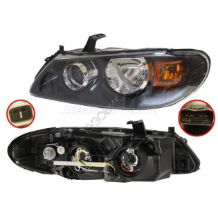 Фара NISSAN ALMERA 03-06 лев под эл. корр., внутри черная TYC